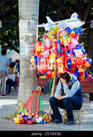 Cotoca, Bolivien, 27. Mai 2018: Inflatable Dreams: A Vendor's Bunte Corner Stockfoto