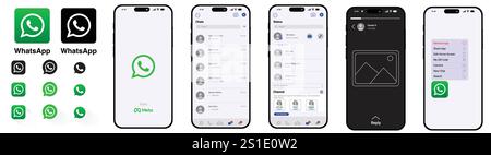 WhatsApp iPhone Mockup Bildschirm, Whatsapp Mockup, redaktioneller Telefonvektor, WhatsApp Splash Screen, Channel Screen Stock Vektor
