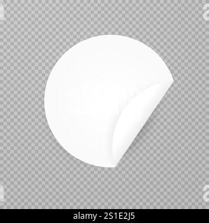 Vektor realistische Illustration weißer runder Aufkleber, Clip Art, Klebeband, Aufkleber Stock Vektor