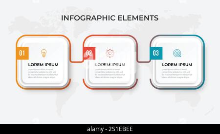 Vektor-Infografik-Designvorlage mit 3 Optionen oder Schritten Stock Vektor