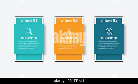 Vektor-Infografik-Designvorlage mit 3 Optionen oder Schritten Stock Vektor