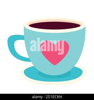Tasse Kaffee. Valentinstag. Vektorabbildung. Stock Vektor