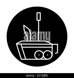 Abbildung der schwarzen Linie des Roboters für die Schneeräumung. Schneeräummaschine. Bearbeitbare Kontur. Stock Vektor