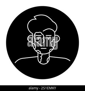 Vitiligo Farblinie Symbol. Autoimmunerkrankungen. Vektorisoliertes Element. Bearbeitbare Kontur. Stock Vektor