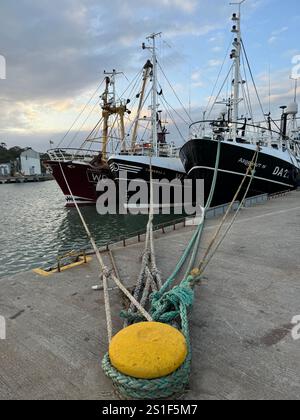 Fischerboote liegen im Hafen von Dunmore East, County Waterford, Irland. Stockfoto