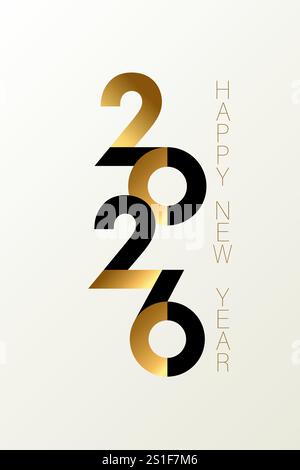 Happy New Year 2026 Design-Konzept für Typografie-Logos. Dekoratives grafisches Schild für saisonale Feiertage, Grußkarten und Kalender. Vektorabbildung Stock Vektor