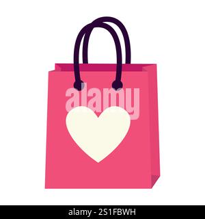 Einkaufstasche. Valentinstag. Vektorabbildung in abgewickelter Form. Stock Vektor