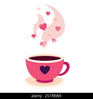 Tasse Kaffee. Valentinstag. Vektorabbildung. Stock Vektor