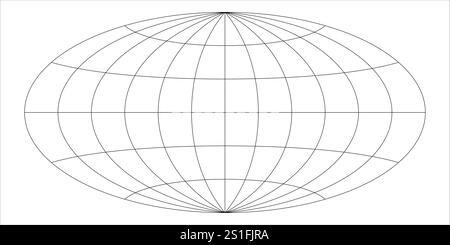 Diese Vektor-Illustration zeigt die Projektion des Aitoff-Globus mit einer flachen Darstellung der Erde. Stock Vektor