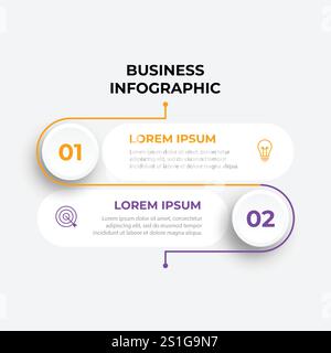 Dünne Infografik-Vorlage, Geschäftskonzept mit 2 Optionen, Schritt oder Prozess Stock Vektor