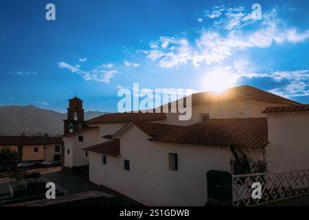 Peru, Cusco, San Blas Square Kirche im Bezirk der Handwerker in der Nähe des historischen Zentrums. Stockfoto