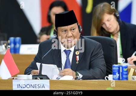 Rio de Janeiro, Brasilien, 19. November 2024, Pabrowo Subianto, Präsident der Republik Indonesien, während eines Treffens auf der G20-Plenartagung. Stockfoto