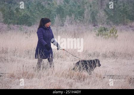 Thursley Common, Elstead. Januar 2025. Ein sehr kalter Start in den Tag für die Home Counties mit Temperaturen weit unter null Celsius. Ein frostiger Sonnenaufgang am Thursley Common in Elstead, nahe Godalming, in Surrey. Quelle: james jagger/Alamy Live News Stockfoto