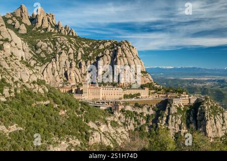 Montserrat mit Kloster Santa Maria de Montserrat, Katalonien, Spanien Stockfoto