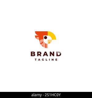 Einfaches Pixel-Logo Mit Papageienkopf. Papageienkopf Simple Icon Logo Design. Stock Vektor