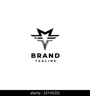 Design des ersten M- und V-Logos. Letter MV mit Flügelstreifen-Logo. Stock Vektor