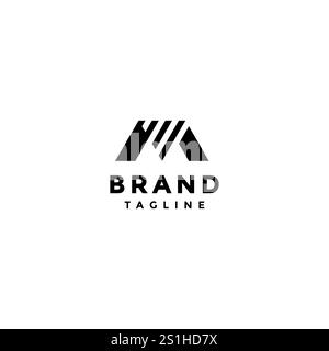 Einfaches MV-Logo-Design mit Initialbuchstaben. Linien des Buchstabens V im Letter M Logo Design. Stock Vektor