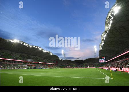 MELBOURNE, AUSTRALIEN. Januar 2025. Im Bild: Allgemeine Ansicht des AAMI Park während des Spiels der ISUZU A League Runde 12 Melbourne Victory gegen Melbourne City im AAMI Park, Melbourne, Australien am 4. Januar 2025. Quelle: Karl Phillipson / Alamy Live News Stockfoto