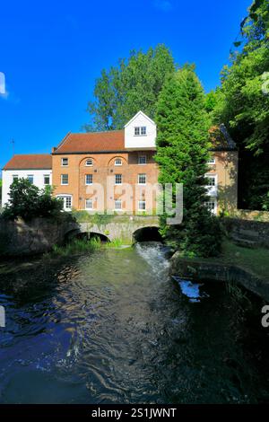 Blick auf Narborough Mill, den Fluss Nar, Narborough Village, North Norfolk, England, VEREINIGTES KÖNIGREICH Stockfoto