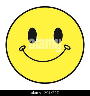 Hochwertige Emoticon-Vektor-Illustration auf weißem Hintergrund. Emoji lächeln. Gelbes Gesicht, das mit Augen lächelt. Emoji drucken. Stock Vektor