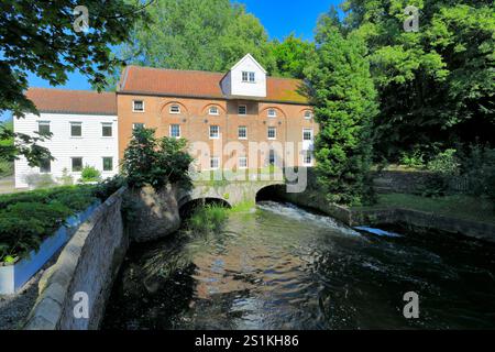 Blick auf Narborough Mill, den Fluss Nar, Narborough Village, North Norfolk, England, VEREINIGTES KÖNIGREICH Stockfoto
