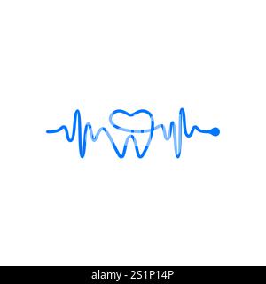 Kreatives Dental Pulse Logo-Design. Herzschlag Formen Zähne Silhouette Logo Design. Stock Vektor