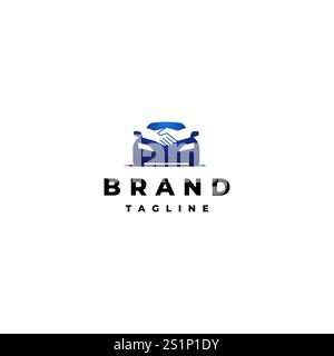 Design Des Simple Car Deal Logos. Handshake Auf Dem Silhouette-Logo-Design Des Fahrzeugs. Stock Vektor