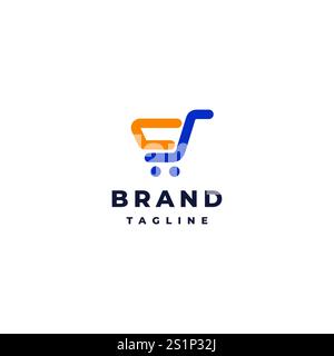 Initial Letter CS Forming Cart Shop Logo Design. Warenkorb-Shop-Symbol aus dem Logo-Design der Anfangsbuchstaben C und S. Stock Vektor