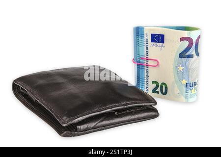 20-Euro-Banknoten auf weißem Hintergrund Stockfoto