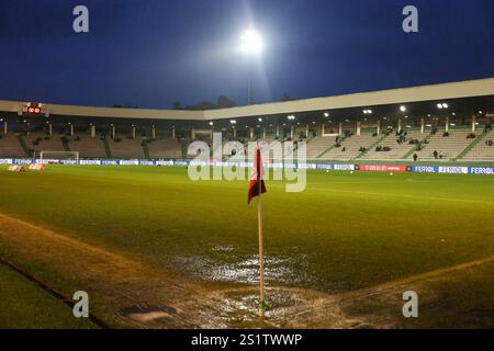 Ferrol, Galicien, Spanien. Januar 2025. Ferrol, Spanien, 3. Januar 2025: Das A Malata Stadion während des Finales der Copa de SM El Rey 1/16 2024-25 zwischen Racing Club de Ferrol und Rayo Vallecano de Madrid, am 3. Januar 2025, in Einem Malata Stadion in Ferrol, Spanien. (Kreditbild: © Alberto Brevers/Pacific Press via ZUMA Press Wire) NUR REDAKTIONELLE VERWENDUNG! Nicht für kommerzielle ZWECKE! Stockfoto