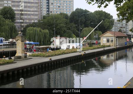 Mühlendamm Lock, Spree, Berlin, Deutschland, Europa Stockfoto