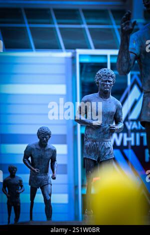 Terry Fox Memorial Staues des Künstlers Douglas Coupland, BC Place Stadium, Vancouver, British Columbia, Kanada Stockfoto