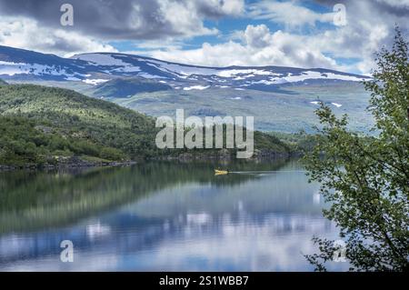 Faszinierende Naturlandschaft in Jotunheimen im Sommer in Norwegen. Großartige Naturlandschaft in Jotunheimen im Sommer in Norwegen Stockfoto