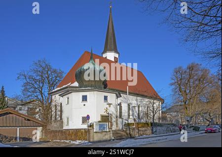 Die denkmalgeschützte evangelisch-lutherische Baptistenkirche St. John's Church, Sonthofen, Allgaeu, Bayern, Deutschland, Europa Stockfoto