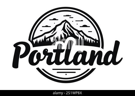 Mount Hood Überragt Die Skyline Von Portland Stock Vektor