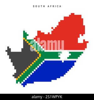 Symbol für Südafrika-Pixelflagge. Illustration des flachen Vektors isoliert auf weiß Stock Vektor