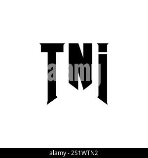 TNI-Letter-Logo für Technologieunternehmen. TNI-Logo-Design in Schwarz-weiß-Farbkombination. TNI-Logo, TNI-Vektor, TNI-Design, TNI-Symbol, TNI-Alph Stock Vektor