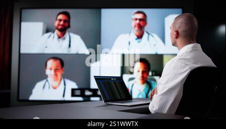 Online-Schulung Für Virtuelle Videokonferenzen Auf Dem Computer Stockfoto