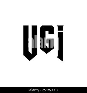 Logo-Design mit UGI Letter für Technologieunternehmen. Schwarz-weiße Farbkombination mit UGI-Logo. UGI-Logo, UGI-Vektor, UGI-Design, UGI-Icon, UGI alph Stock Vektor