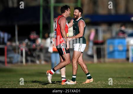 BENALLA, AUSTRALIEN 1. Juni 2024. Im Bild: Jarrad Waite (links), ein ehemaliger australischer Profifußballer, der für die Carlton Football Cl spielte Stockfoto