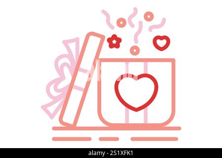 Geschenksymbol. Liniensymbolstil. Geschenkbox mit Herz. Symbol zum valentinstag. valentinstag Elemente Vektor-Illustration Stock Vektor