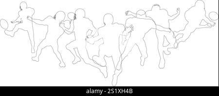 American Football Silhouette Player Silhouetten Stock Vektor