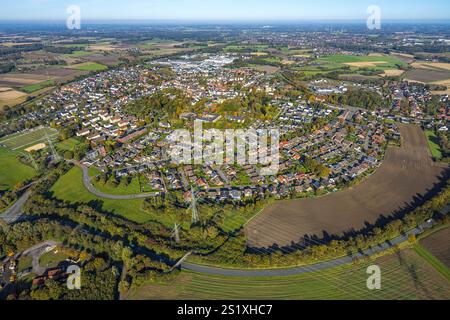 Luftaufnahme, Wohngebiet, Blick auf den Stadtteil Bork, Hassel, Selm, Münsterland, Nordrhein-Westfalen, Deutschland Stockfoto