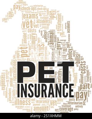 PET Insurance Word Cloud Konzeptdesign isoliert auf weißem Hintergrund. Stock Vektor