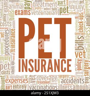PET Insurance Word Cloud Konzeptdesign isoliert auf weißem Hintergrund. Stock Vektor