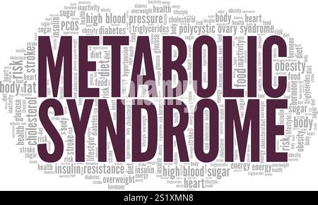 Metabolisches Syndrom Wortwolke konzeptuelles Design isoliert auf weißem Hintergrund. Stock Vektor