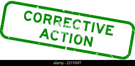 Grunge grün Korrekturmaßnahme Wort quadratische Gummidichtung Stempel auf weißem Hintergrund Stock Vektor