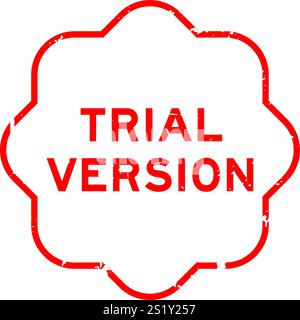 Grunge Red Trial Version Wort Gummidichtung Stempel auf weißem Hintergrund Stock Vektor