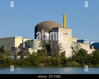 EDF-Kernkraftwerk Rhone River in Saint-Maurice-l'Exil, Frankreich Stockfoto