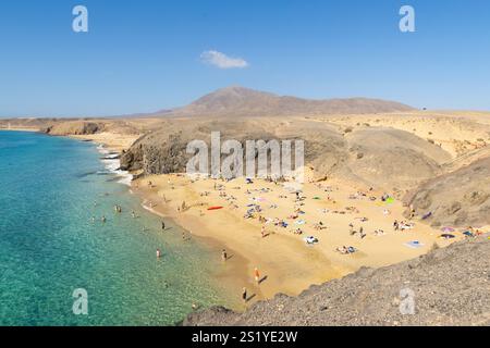 Blick auf Playa de la Cera, Lanzarote, Kanarische Inseln, Spanien Stockfoto